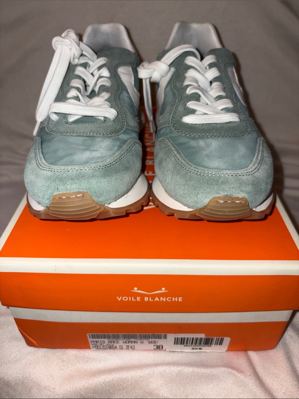 NWT VOILE BLANCHE PARIS Race Sneaker in Sage-Off White - Picture 6 of 14